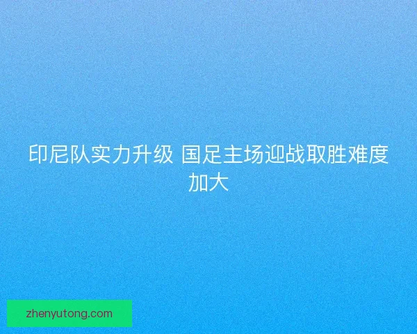 印尼队实力升级 国足主场迎战取胜难度加大 印尼队实力升级 国足主场迎战取胜难度加大